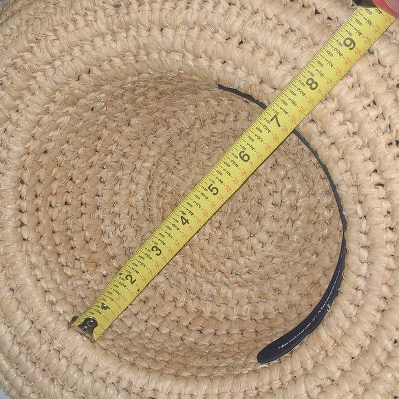 Kaminsky Raffia Straw Sun Beach Hat Vintage w Folk Art Hat Pin Australian